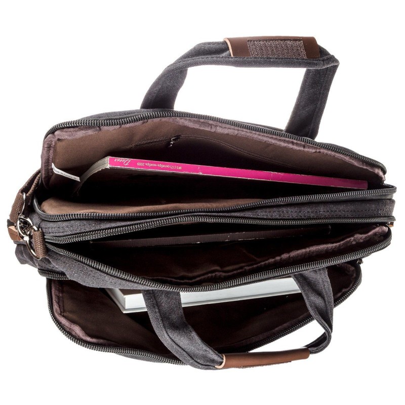 Сумка текстильна для ноутбука 15.6 на два відділення Vintage 20177 Чорна