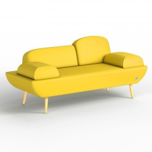 Двомісний диван KULIK SYSTEM LOFT Екошкіра Цілий Жовтий (hub_Jeeg96014)