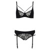 Комплект білизни PAULINE SET black L/XL Passion: стрепи: ліф, стрінги і пояс для панчох в інтернет супермаркеті PbayMarket!