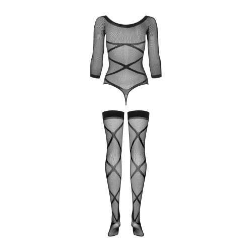 Бодістокінг Obsessive Bodystocking G320 S/M/L, панчохи, боді, декор у вигляді ліній в інтернет супермаркеті PbayMarket!