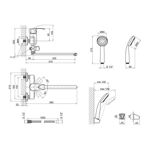 Змішувач для ванни Lidz (CRM) 41 86 005C-2 Змішувач для ванни Lidz (CRM) 41 86 005C-2