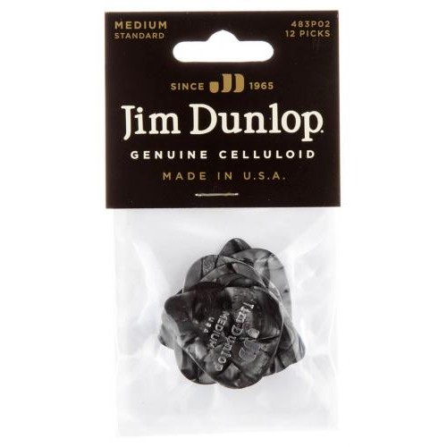 Медіатори Dunlop 483P02MD Genuine Celluloid Black Pearloid Medium Player's Pack (12 шт.) Медіатори Dunlop 483P02MD Genuine Celluloid Black Pearloid Medium Player's Pack (12 шт.)