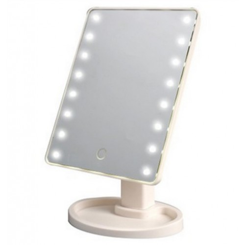 Настільне дзеркало для макіяжу SUNROZ з LED підсвічуванням Біле (hub_RVIJ27514)