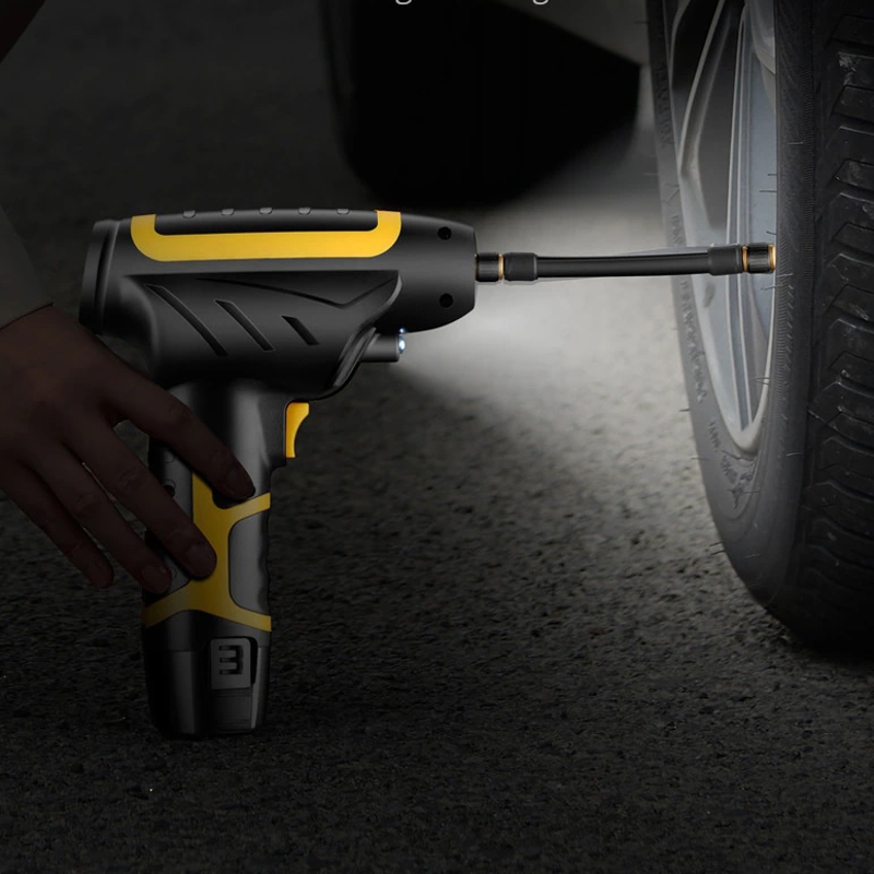 Акумуляторний насос - компресор для авто, мотоцикла, велосипеда до 10 атмосфер, зі зйомною батареєю