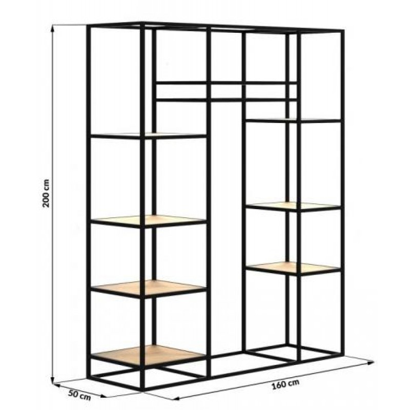 Стелаж для зберігання в стилі Loft NS-1716 2030x1600x500 мм Черный