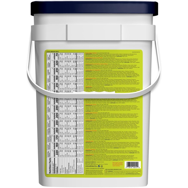 Аварійний раціон харчування на 45 днів з великим терміном придатності 25 років Augason farms, 281 порцій