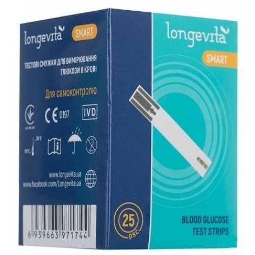 Тестові смужки для глюкометра Longevita Smart (25шт.) (6397643) в інтернет супермаркеті PbayMarket!