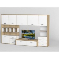 Стінка в вітальню Тиса Мебель Вітальня-119 Сонома Білий 1850x450x2830 мм Стінка в вітальню Тиса Мебель Вітальня-119 Сонома Білий 1850x450x2830 мм