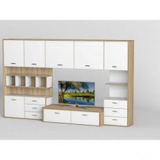 Стінка в вітальню Тиса Мебель Вітальня-119 Сонома Білий 1850x450x2830 мм
