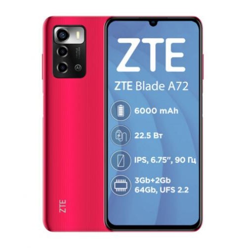 Смартфон ZTE BLADE A72 3/64 GB Red