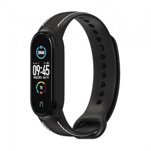 Ремінець для Xiaomi Mi Band 5 | 6 силікон + шкіра MiJobs Чорний (1540701) Ремінець для Xiaomi Mi Band 5 | 6 силікон + шкіра MiJobs Чорний (1540701)
