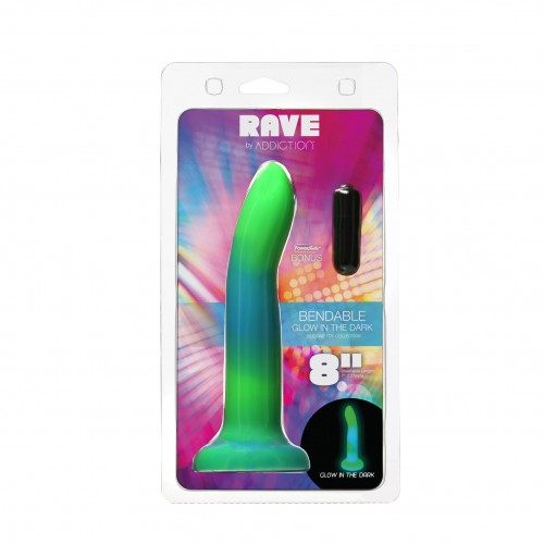 Фалоімітатор, що світиться в темряві, ADDICTION Rave 8″, Glow in the Dark Dildo Blue Green, 20,3 см в інтернет супермаркеті PbayMarket!