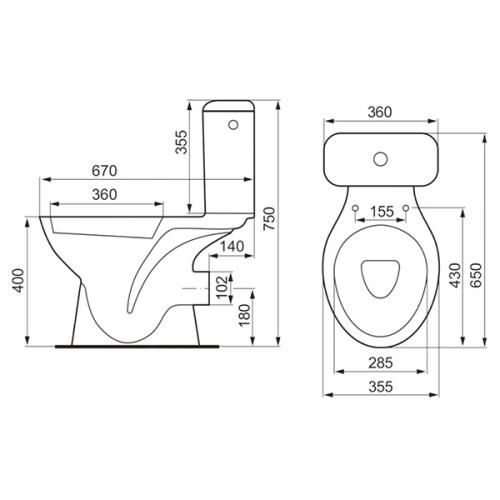 Унитаз-компакт Cersanit KASKADA/KORAL 010 CCKZ1000300783