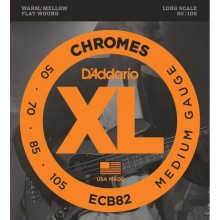 Струни для бас-гітари D'Addario ECB82 Chromes Flatwound Medium Bass Strings 50/105