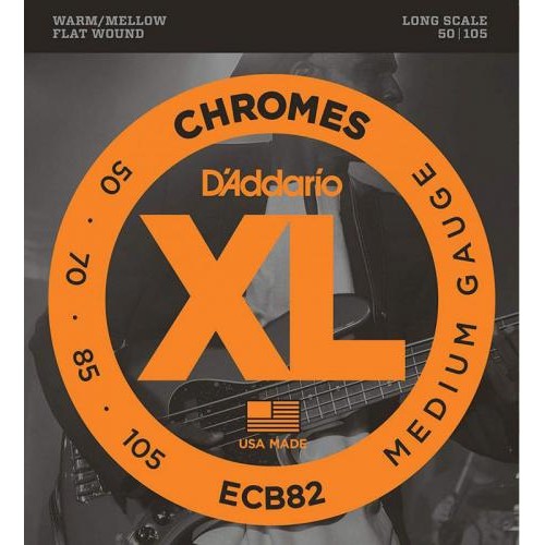 Струни для бас-гітари D'Addario ECB82 Chromes Flatwound Medium Bass Strings 50/105 Струни для бас-гітари D'Addario ECB82 Chromes Flatwound Medium Bass Strings 50/105