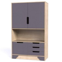 Шафа-Пенал Тиса Мебель Модуль-115 Дуб сонома Графіт 147x40x90 см Шафа-Пенал Тиса Мебель Модуль-115 Дуб сонома Графіт 147x40x90 см