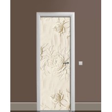 Наклейка на двері Zatarga «Відбитки півонії» 650х2000 мм вінілова 3Д наклейка декор самоклеюча