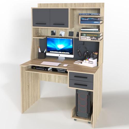 Комп'ютерний стіл Тиса Мебель Тіса Стиль-6 Сонома Графіт 1650x600x1100 мм Комп'ютерний стіл Тиса Мебель Тіса Стиль-6 Сонома Графіт 1650x600x1100 мм