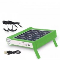 Портативна зарядна станція на сонячній батареї Solar Power з ліхтарем та лампами Power Bank 3000 mAh Green