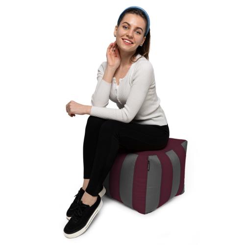 Пуф Кубик Смугастий Оксфорд 40х40 Студія Комфорту Сірий + Бордовий Пуф Кубик Смугастий Оксфорд 40х40 Студія Комфорту Сірий + Бордовий