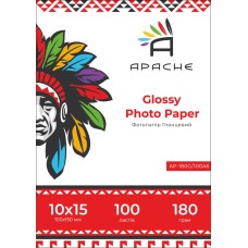 Фотопапір глянець Apache 180 г/м2 10x15 см Білий 100 шт (10411)