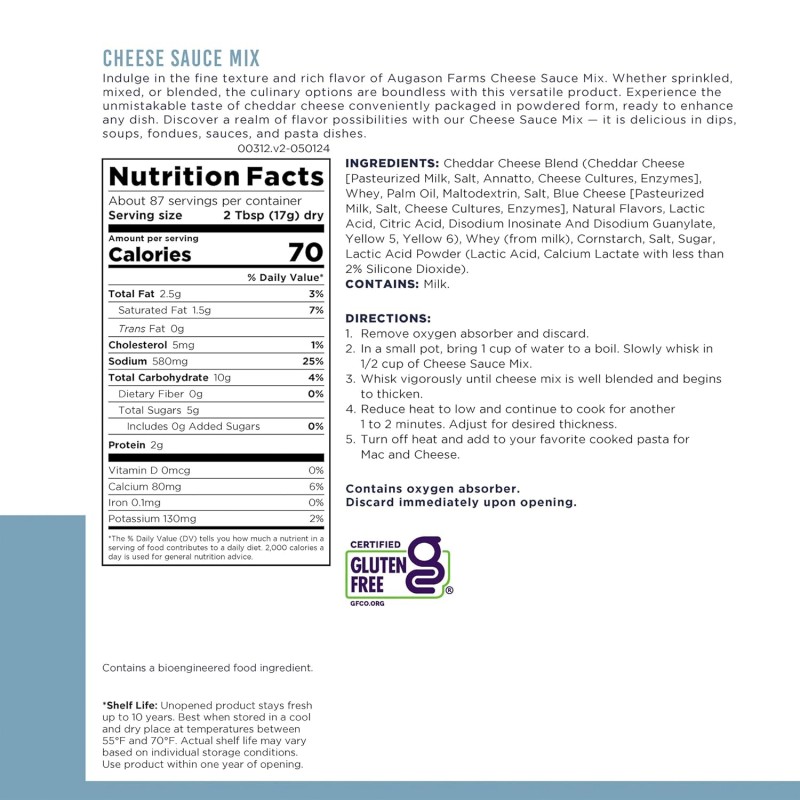 Сирна заправка (сирна намазка на хліб) з великим терміном придатності до 10 років Augason Farms, сублімована, 87 порції