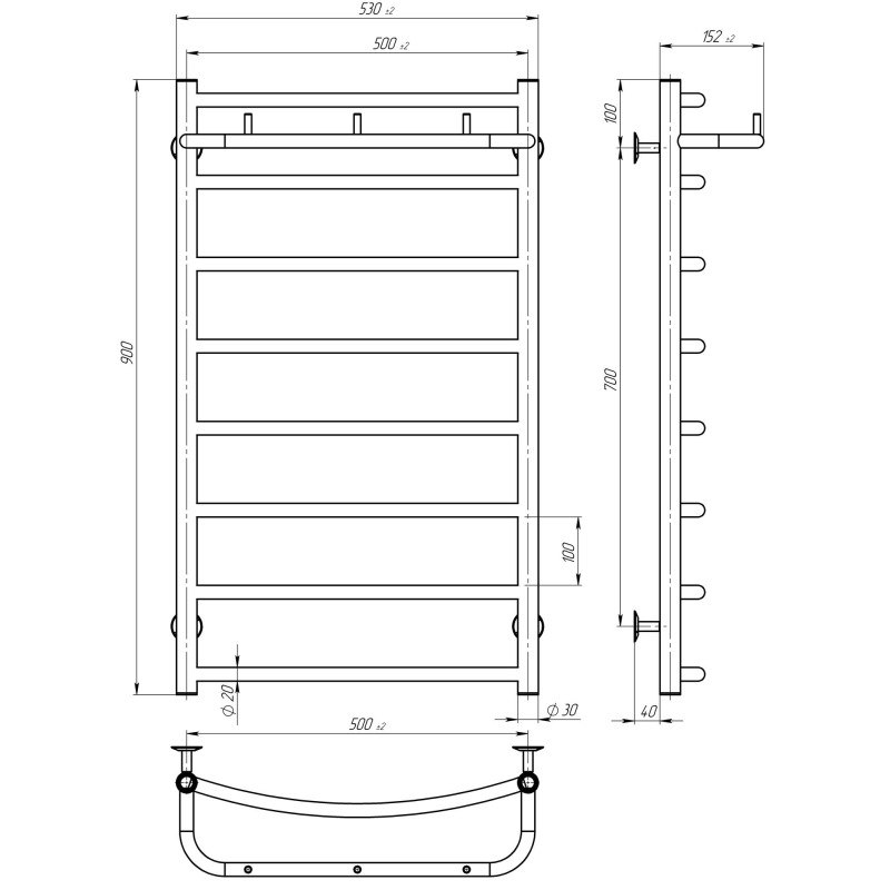 Рушникосушарка електрична Класік N П8 500х900 Deffi Білий WD03 (C.KN.90.50.8.E.W.R.1)