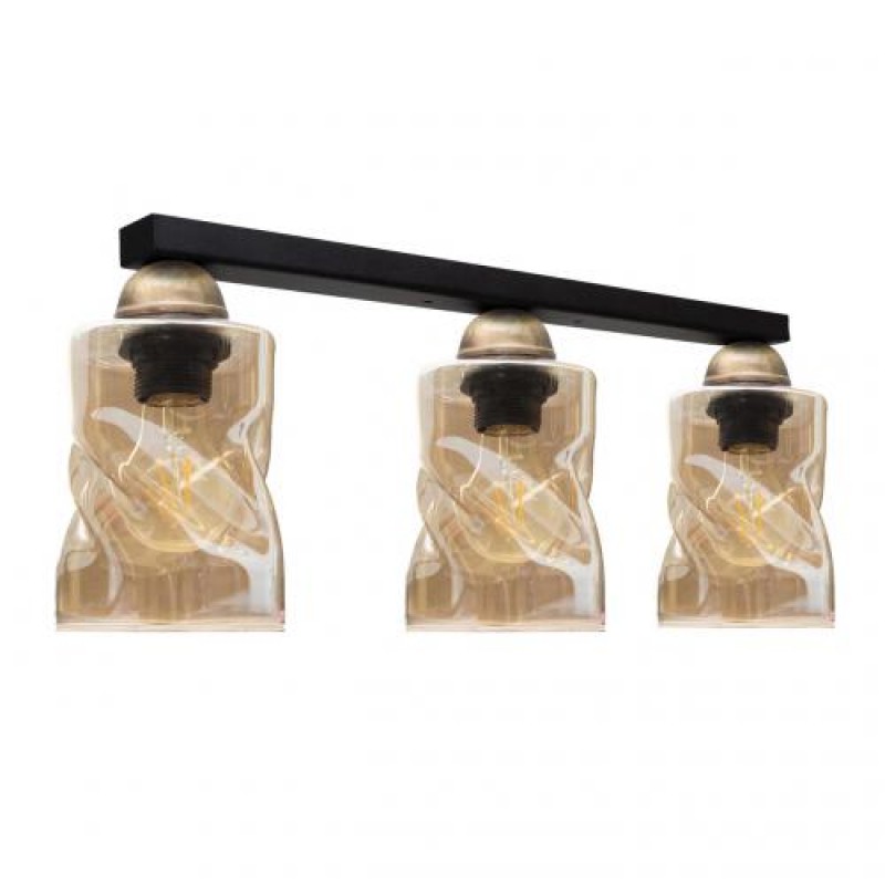 Світильник стельовий MSK Electric Tornado під три лампи PL 202452-3 BK Чорно-золотий (619340)