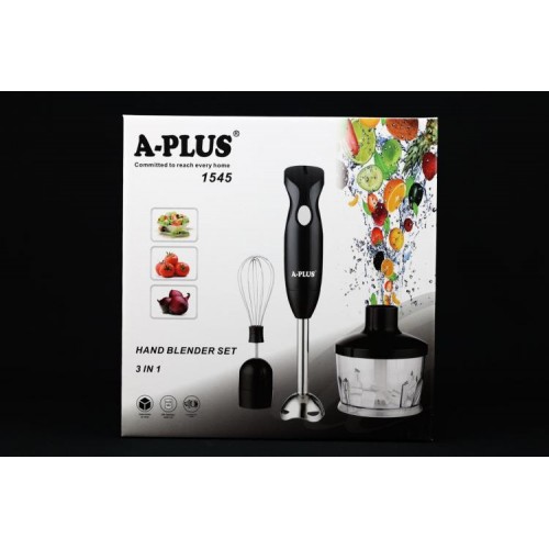 Блендер з подрібнювачем та віночком A-PLUS 1545 4в1 300 Вт Black (30151343) Блендер з подрібнювачем та віночком A-PLUS 1545 4в1 300 Вт Black (30151343)