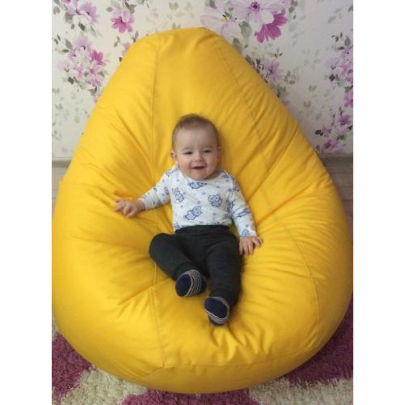 Безкаркасне крісло мішок груша Овал Coolki XXL 90x130 Жовтий (Оксфорд 600D PU)