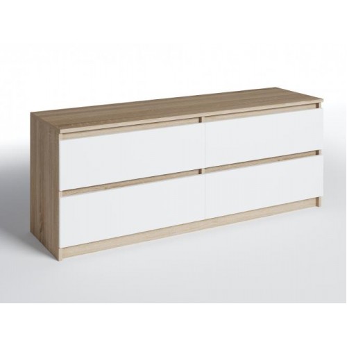 Тумба ТВ з 4-ма ящиками Меблева Площа 140х40х53 см Дуб сонома + Білий Тумба ТВ з 4-ма ящиками Меблева Площа 140х40х53 см Дуб сонома + Білий