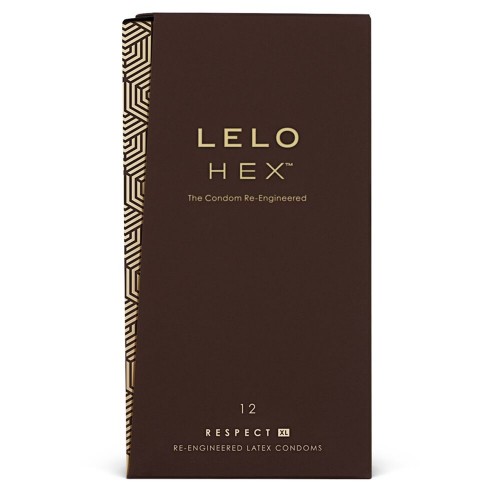 Презервативи LELO HEX Condoms Respect XL 12 Pack, тонкі та суперміцні, збільшений розмір