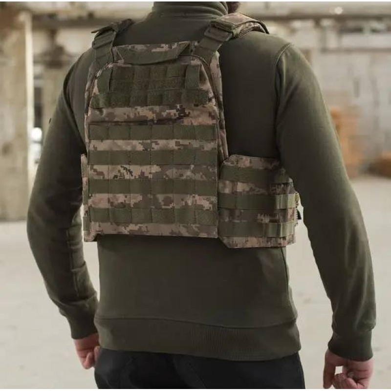 Плитоноска без плит з підсумками No Brand Molle One Size Піксель (1833928577)