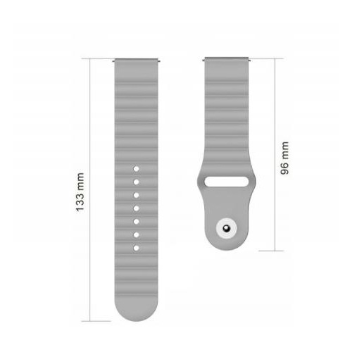 Ремінець BeWatch для Samsung Galaxy Watch 42 | 3 41 мм | Active | Active 2 силіконовий 20мм Wave Сірий (1010707) Ремінець BeWatch для Samsung Galaxy Watch 42 | 3 41 мм | Active | Active 2 силіконовий 20мм Wave Сірий (1010707)