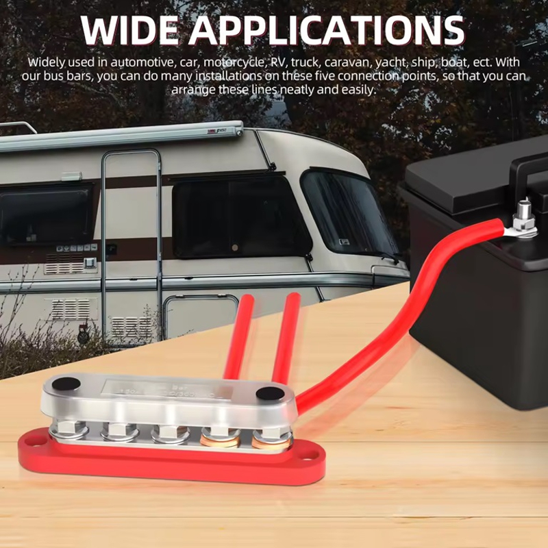 Комплект розподільчих блоків з шиною Bus Bar з 5-ю шпильками М6 для з'єднання кабелів 150А, 48 VDC/300VAC