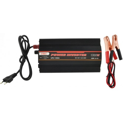 Перетворювач напруги інвертор UKC UPS-1300A 1300W DC/AC 12V-230V Black (4_00579)