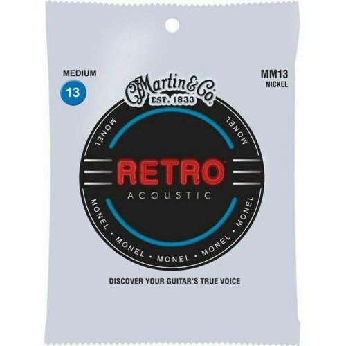 Струни для акустичної гітари 6 шт Martin MM13 Retro Acoustic Guitar Strings Medium 13/56 Струни для акустичної гітари 6 шт Martin MM13 Retro Acoustic Guitar Strings Medium 13/56