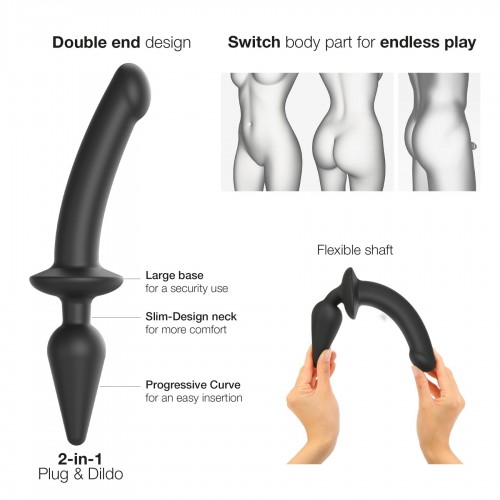 Анальна пробка з дилдо 2в1 Strap-On-Me SWITCH PLUG-IN DILDO Black S, діаметр 3,3/2,9 см в інтернет супермаркеті PbayMarket!