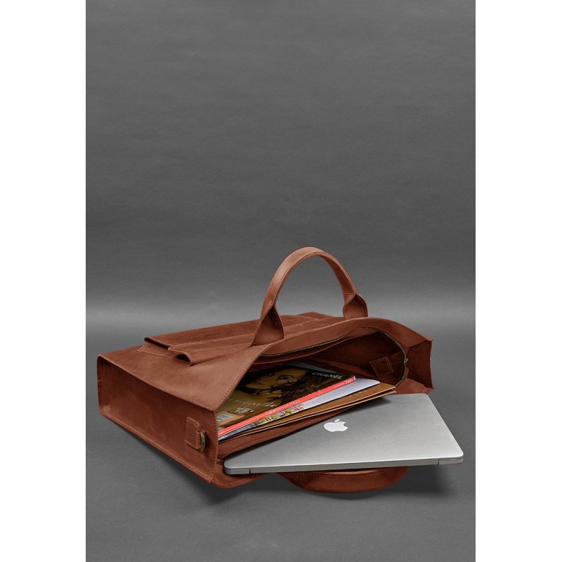 Шкіряна сумка для ноутбука та документів Універсальна світло-коричнева Crazy Horse BlankNote