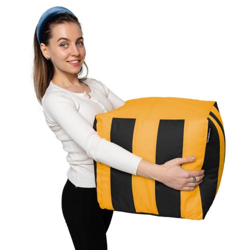 Пуф Кубик Смугастий Оксфорд 40х40 Студія комфорту Чорний + Жовтий