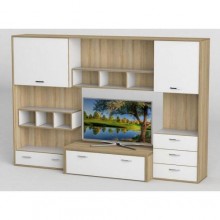 Стінка в вітальню Тиса Мебель Вітальня-106 Сонома Білий 1750x450x2380 мм