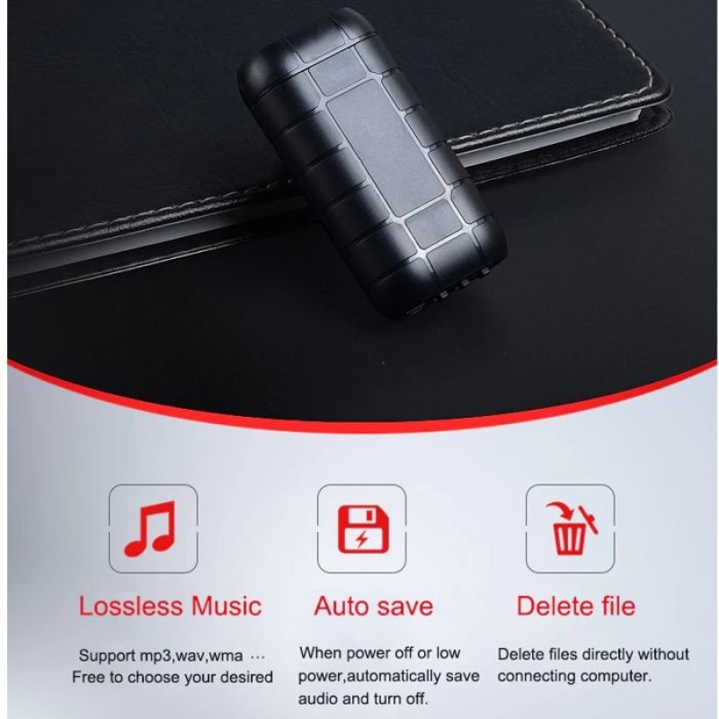 Міні цифровий диктофон акумуляторний Sttwunake A50+, з пам'яттю 32 Гб, до 20 днів запису, магніт