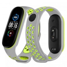 Ремінець Double Color Metal Clasp для Xiaomi Mi Band 5/6 Grey-Lime