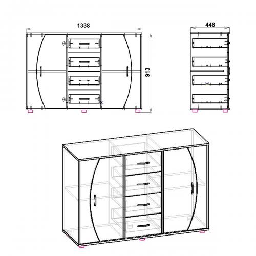 Комод для спальні Компанит 4 2 2 Альба (Ev-1019) Комод для спальні Компанит 4 2 2 Альба (Ev-1019)