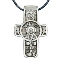 Хрест натільний срібний Silvering Євгенія Свята Преподобномучениця Євгенія Римська 3х1,8х0,2 см (19572)