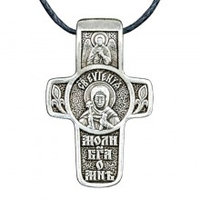 Хрест натільний срібний Silvering Євгенія Свята Преподобномучениця Євгенія Римська 3х1,8х0,2 см (19572)
