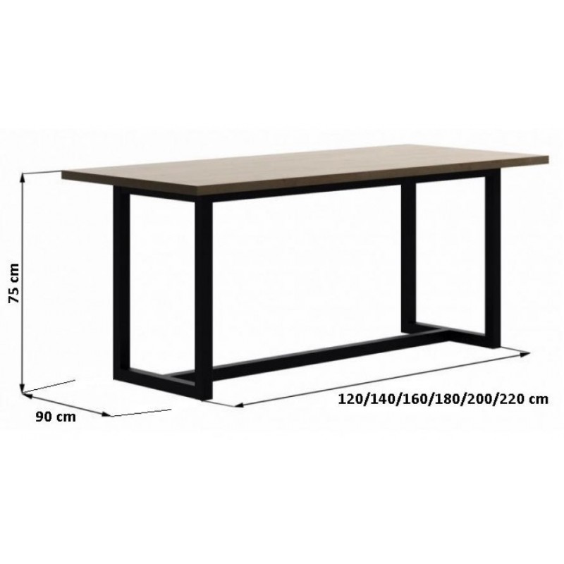 Стіл обідній у стилі Loft NS-114 780x1800x900 мм Черный