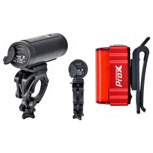 Комплект фар ProX Spika Set 1100Lm та ZETA S 80Lm USB-C Чорний/Червоний (A-O-B-P-0429) Комплект фар ProX Spika Set 1100Lm та ZETA S 80Lm USB-C Чорний/Червоний (A-O-B-P-0429)