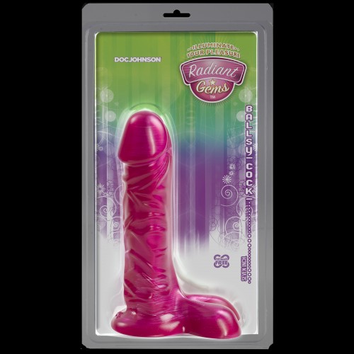 Фалоімітатор Doc Johnson Radiant Gems 7 Inch Ballsy Fuchsia, діаметр 4,3 см, антибактеріальний ПВХ в інтернет супермаркеті PbayMarket!