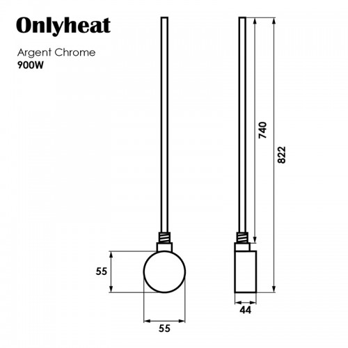 ТЕН для рушникосушки OnlyHeat Argent Chrome 0,9 кВт